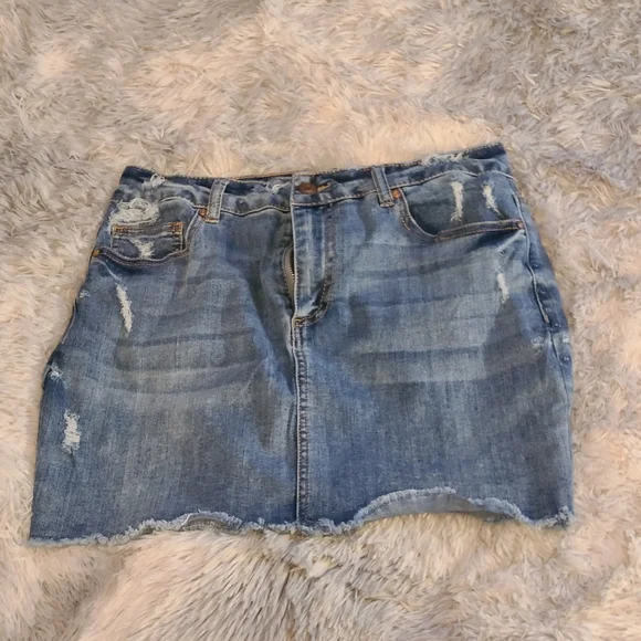Ci Sono Blue Distressed Mini Skirt - Picture 3 of 10